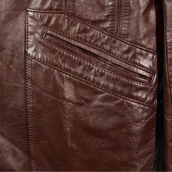 70s Vintage Berman's Brown Button Down Men's Leather Jacket Size 42 Fight Club - Picture 3 of 7